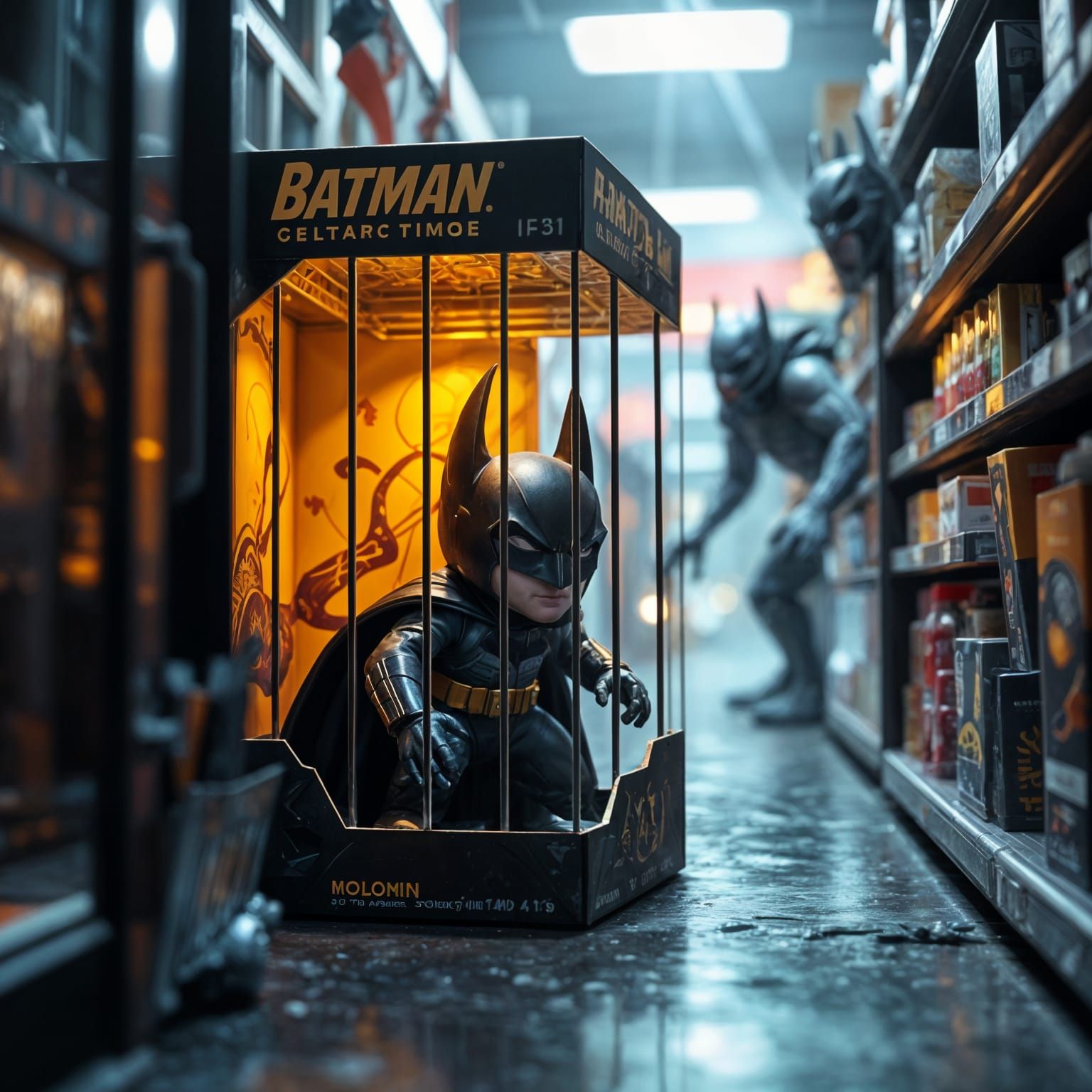 Batman Trapped in Toy Box Masterpiece