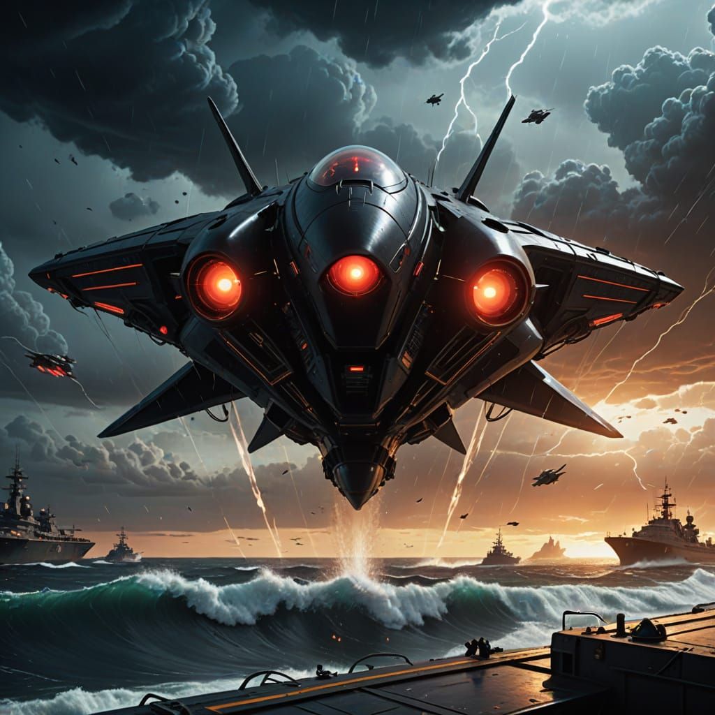 TR-3B Black Manta Emerges Over Pacific