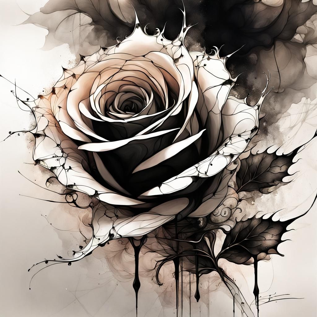 Filigree Fractal Rosebud Ink Masterpiece