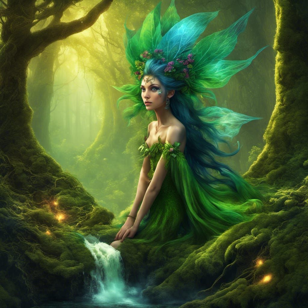 Majestic Fairy with Troll Tail in Fantasy Woods