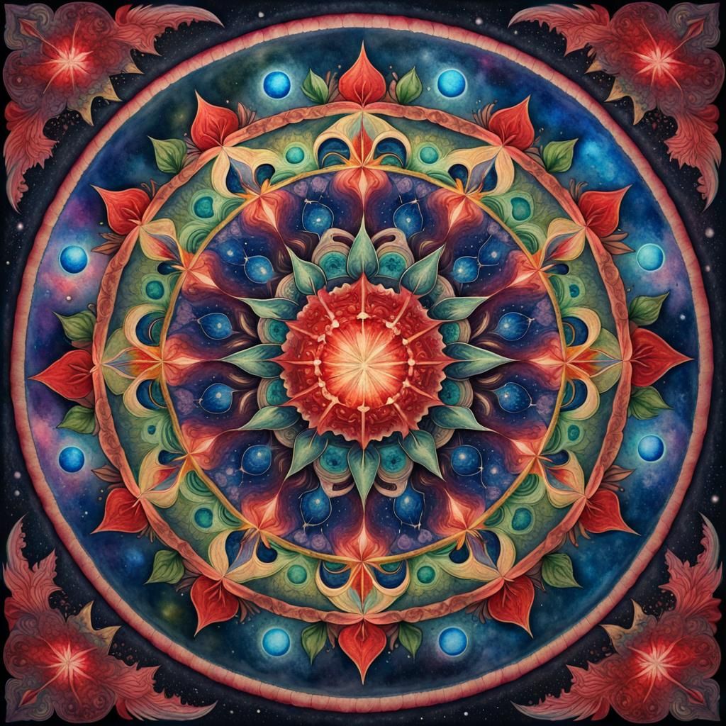 Galaxy Mandala: Symmetrical Design with 3D Stars