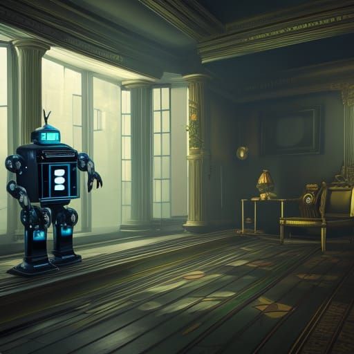 Robot Butler in Mansion: 3D Game Cinematic