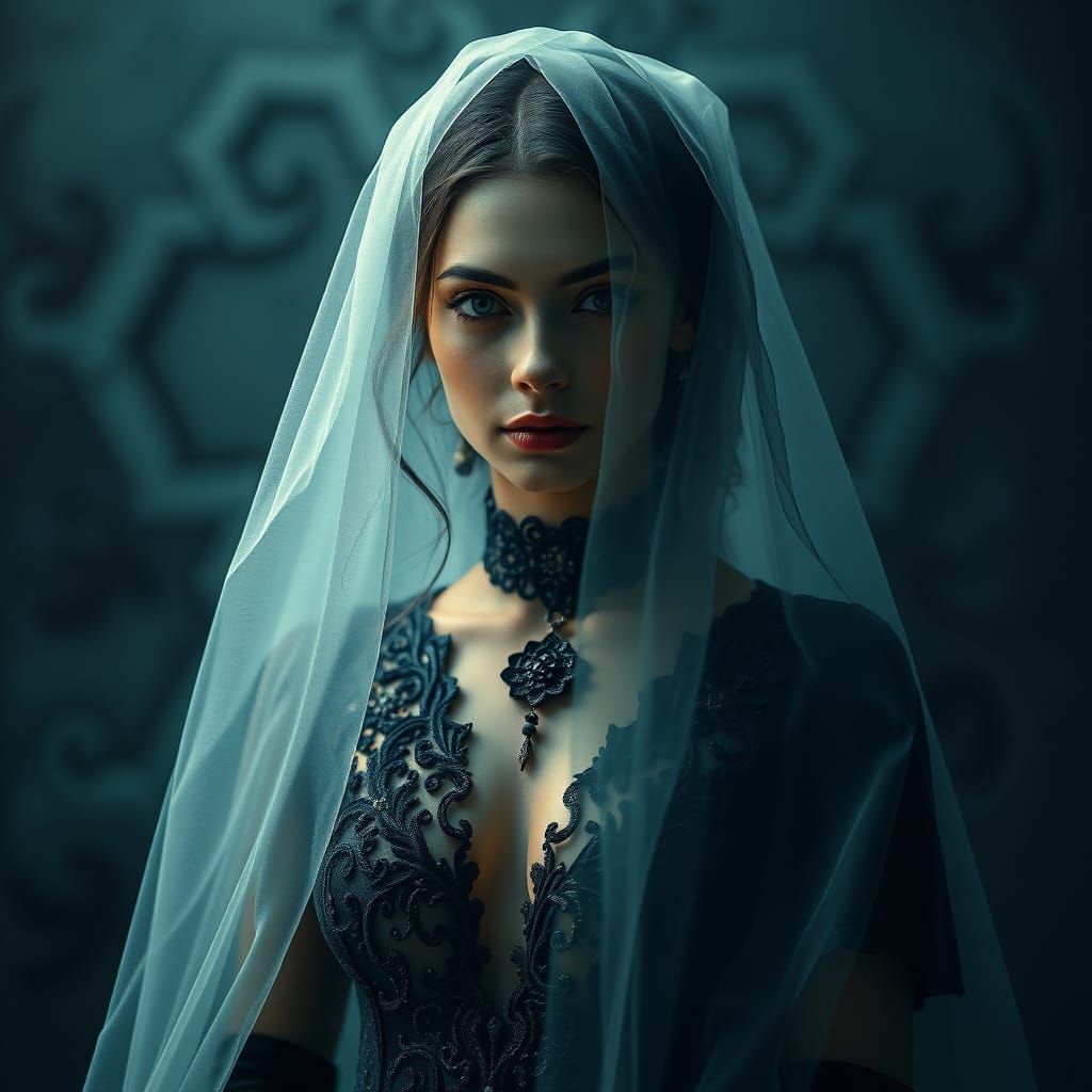 Mystical Woman in Mist: Digital Art Portrait