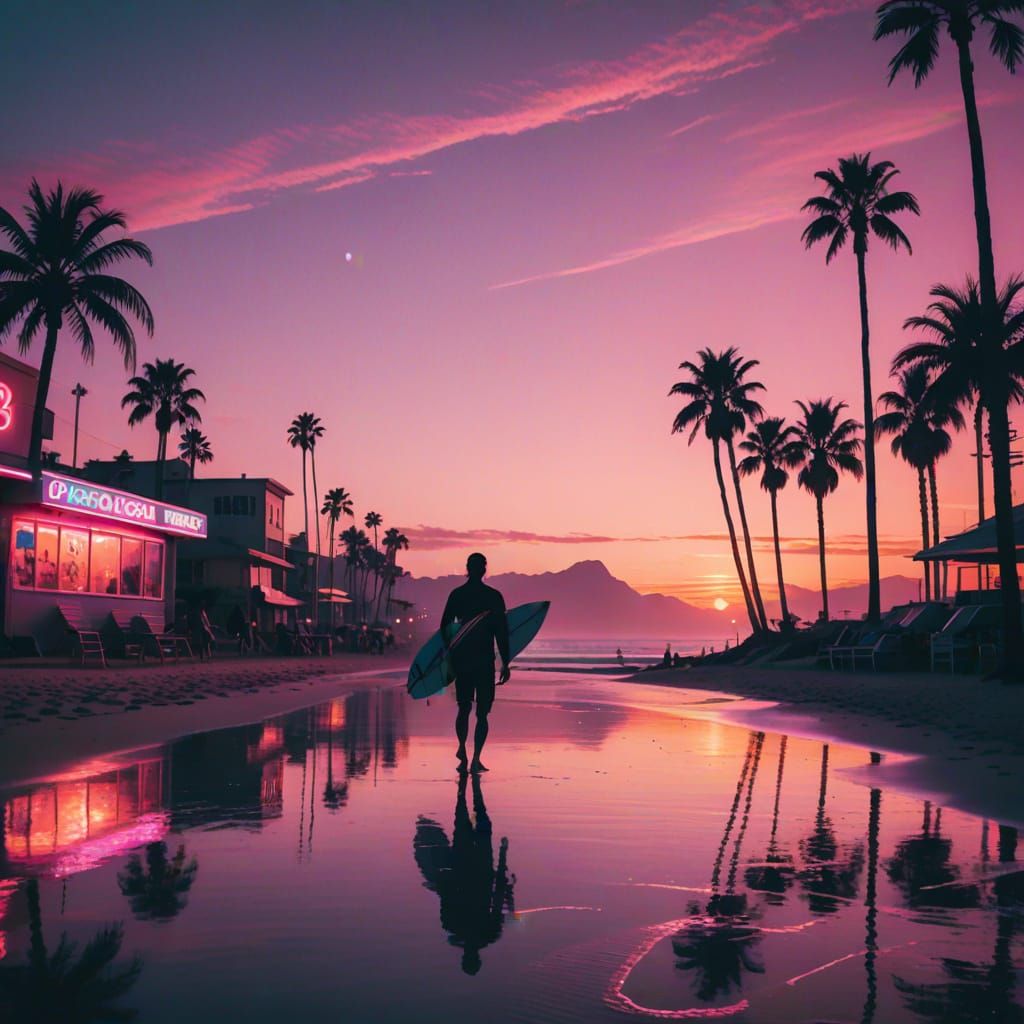 Retro Futuristic California Sunset