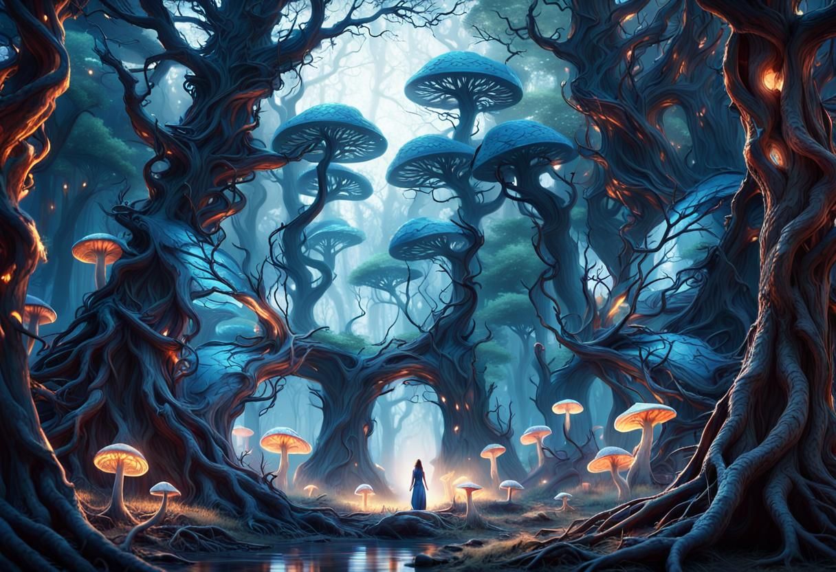 Mystical Forest Fae in Ancient Twisted Trees