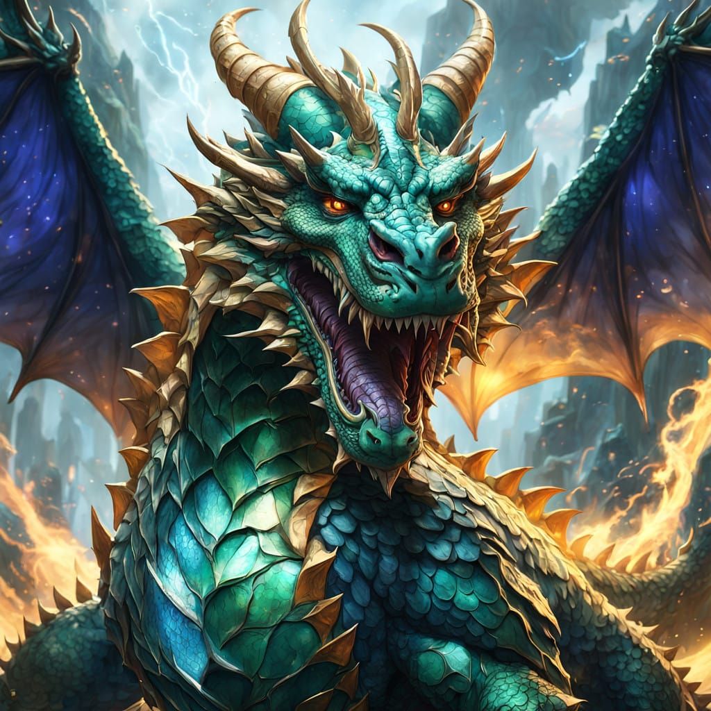 Ethereal Dragon in Ancient Triadic Colors