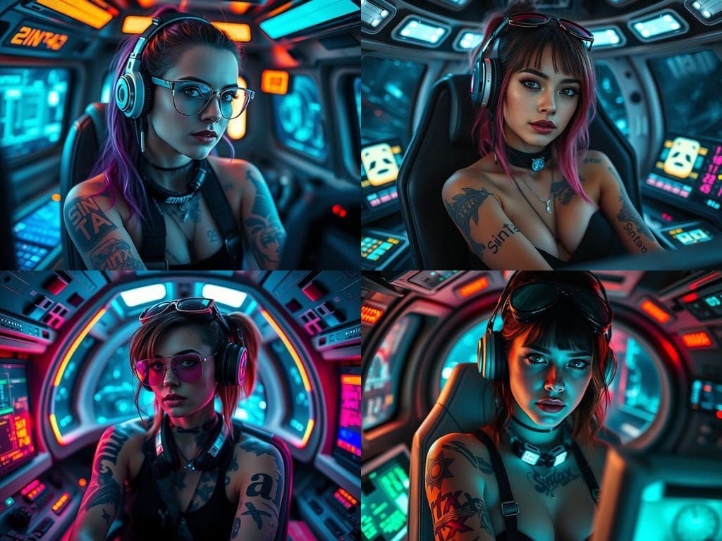 Cyberpunk Goddess in Cosmic Command