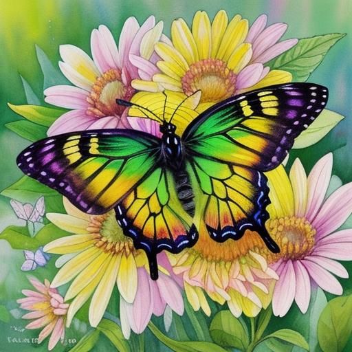 Vibrant Nature Illustration in Oil Brush Style