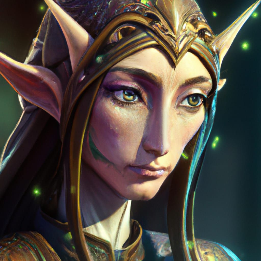 High Elf Portrait in Art Nouveau Style