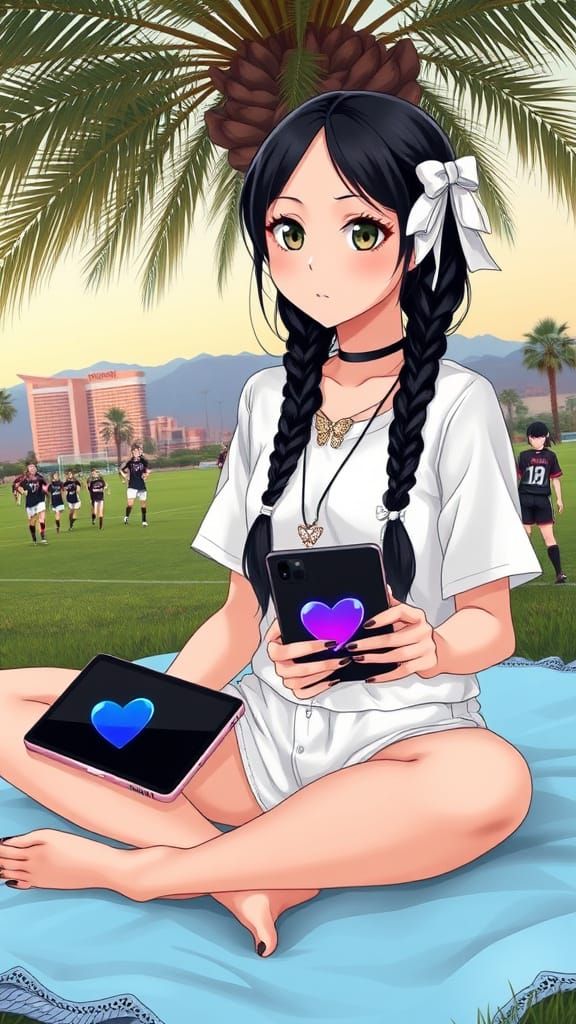 Anime Woman with Heart Makeup in Las Vegas