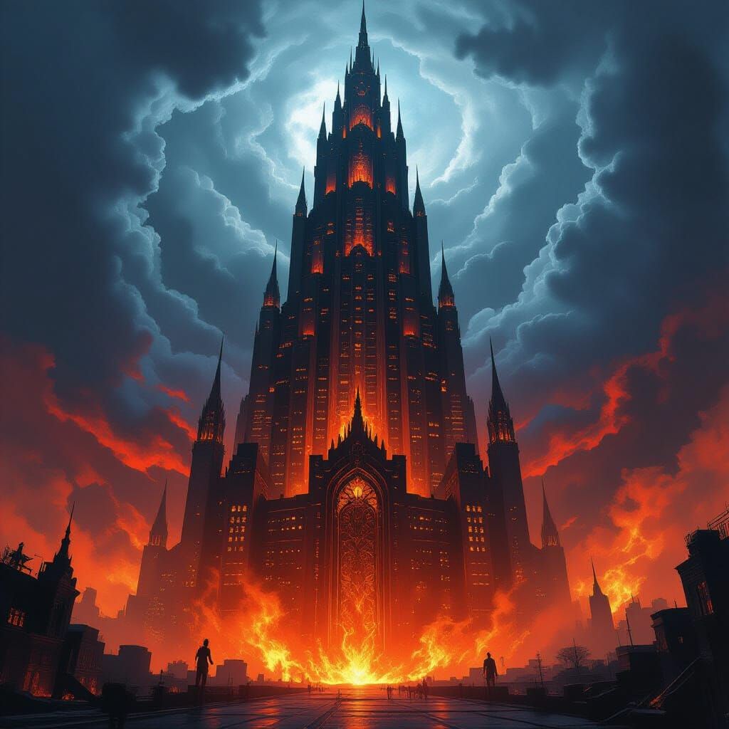 Inferno Inc. Skyscraper in Fiery Whirlpool