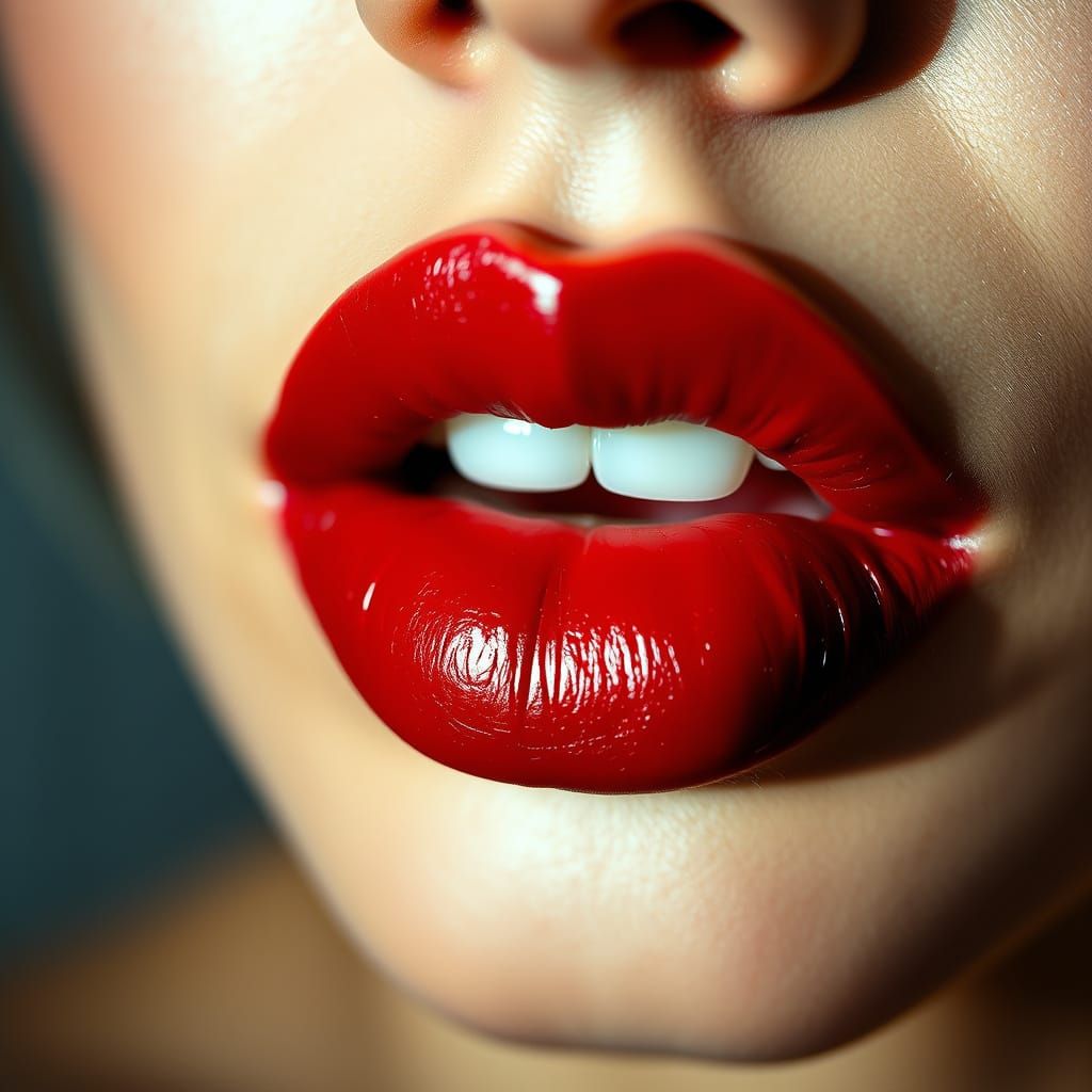 Sultry Red Lips in Classic Hollywood Glamour Style