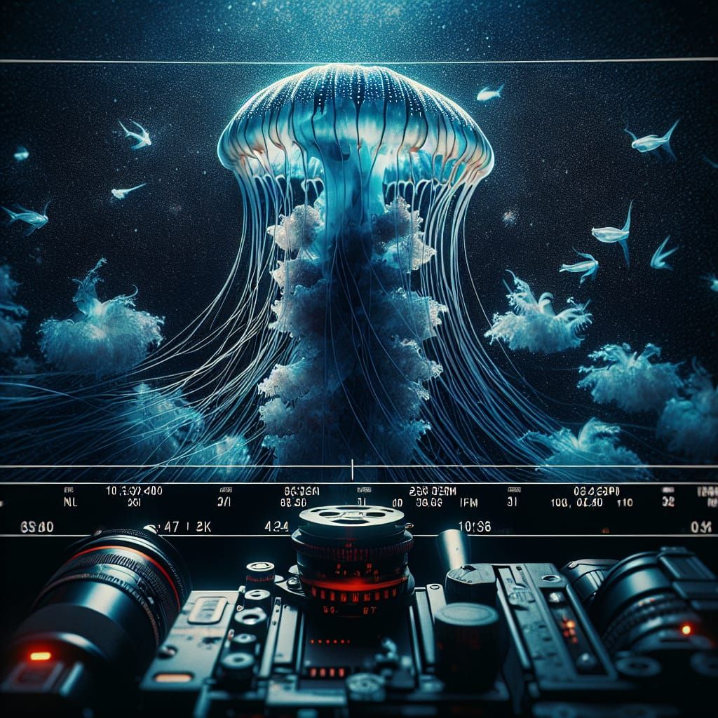 Dramatic Portuguese Man O' War Jellyfish Cinematic Scene