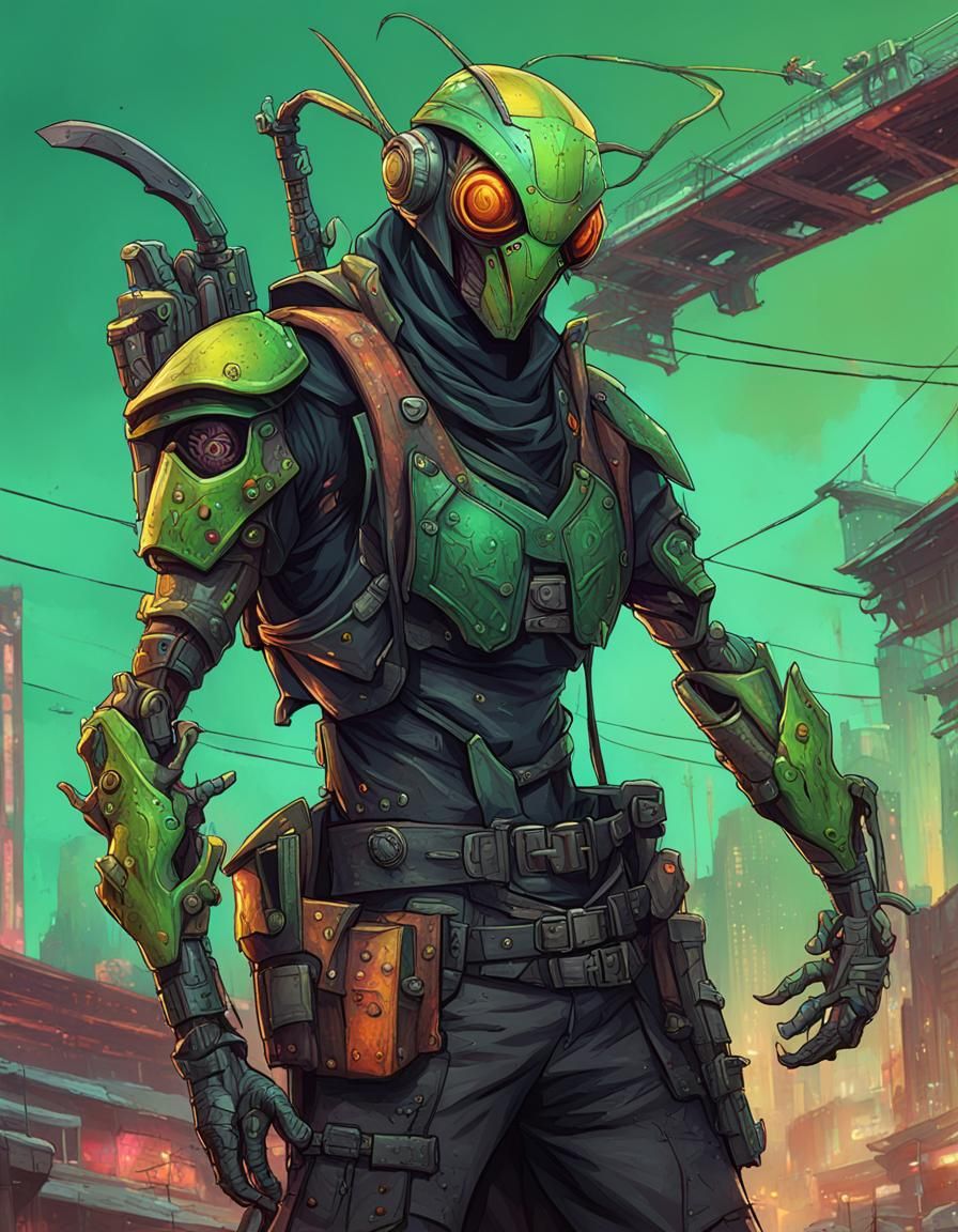 Humanoid Mantis Robber Character Concept Art