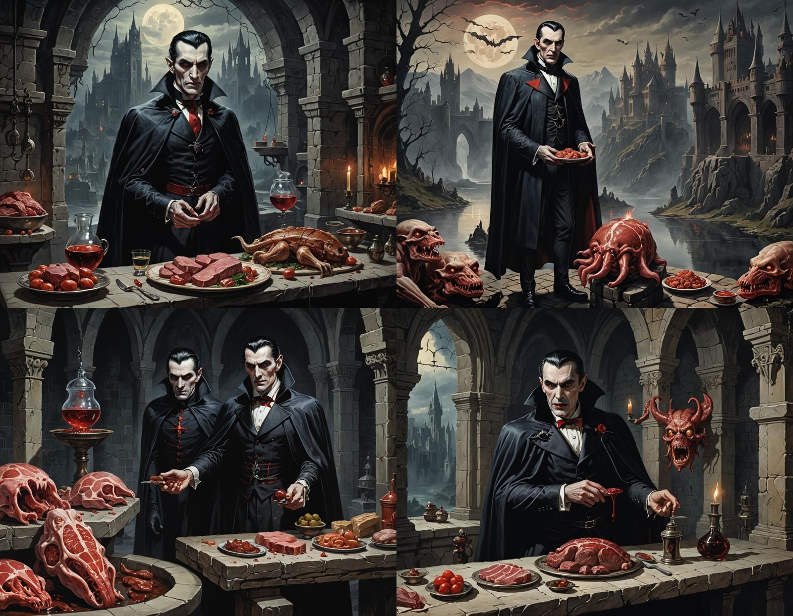 Dracula Overseeing Meat Reservoir with Homunculus