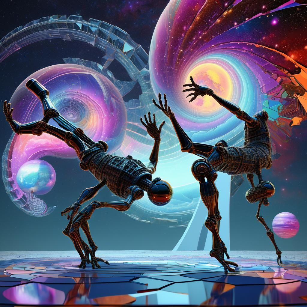 Dazzling Alien Planet Scene with Rotating Shape