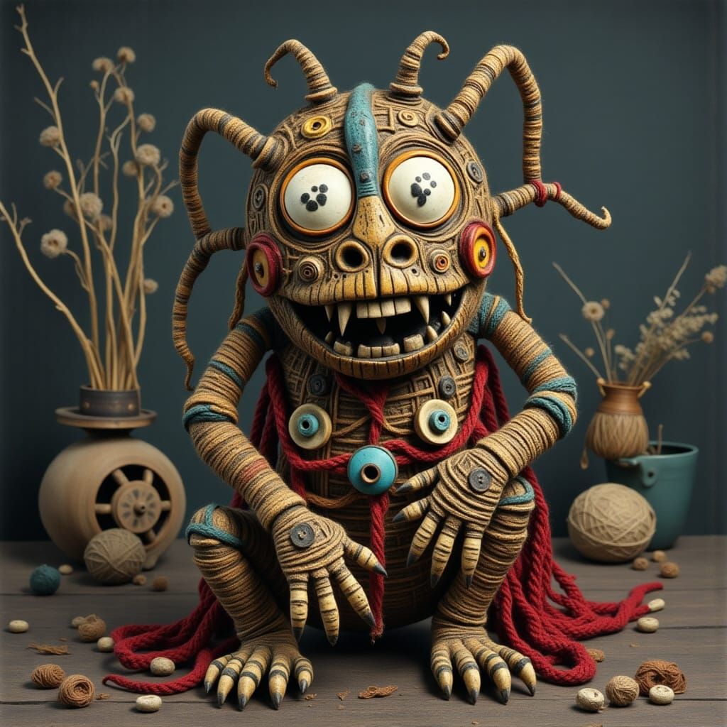 Yarn Monsters in Dubuffet Style