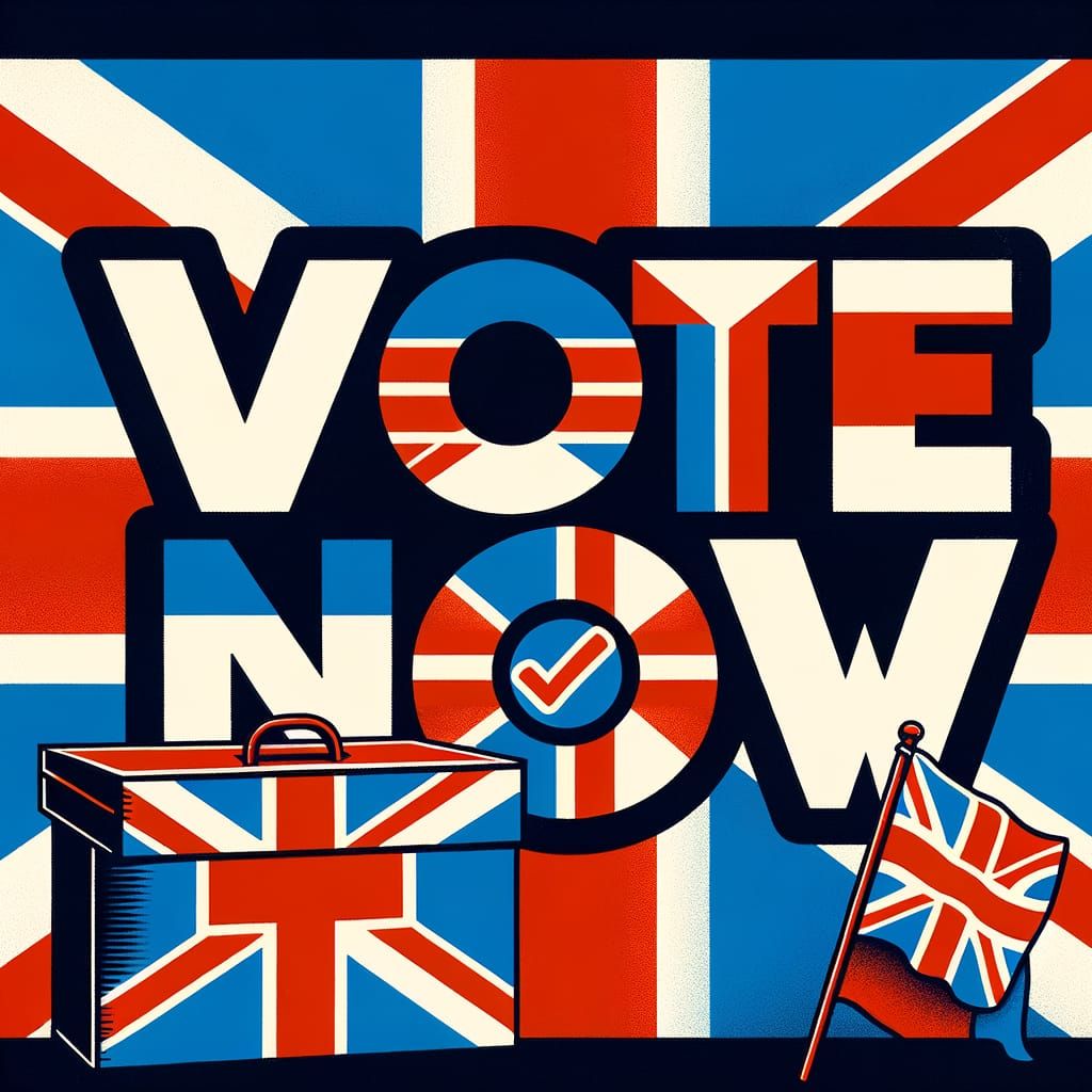Vibrant UK Election Poster Encouraging Voting