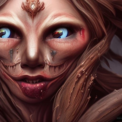 Detailed Wooden Face in Fantasy Concept Art