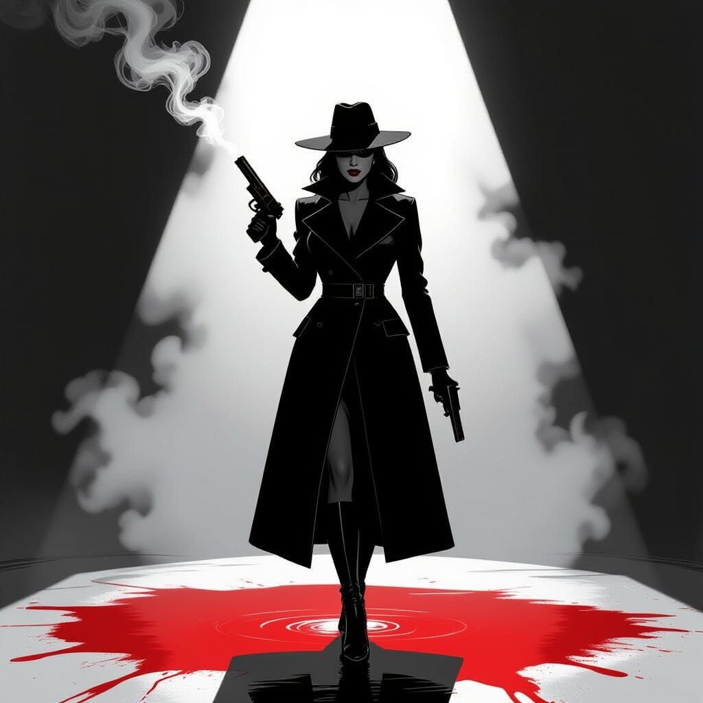 Noir Woman with Gun in Sin City Style