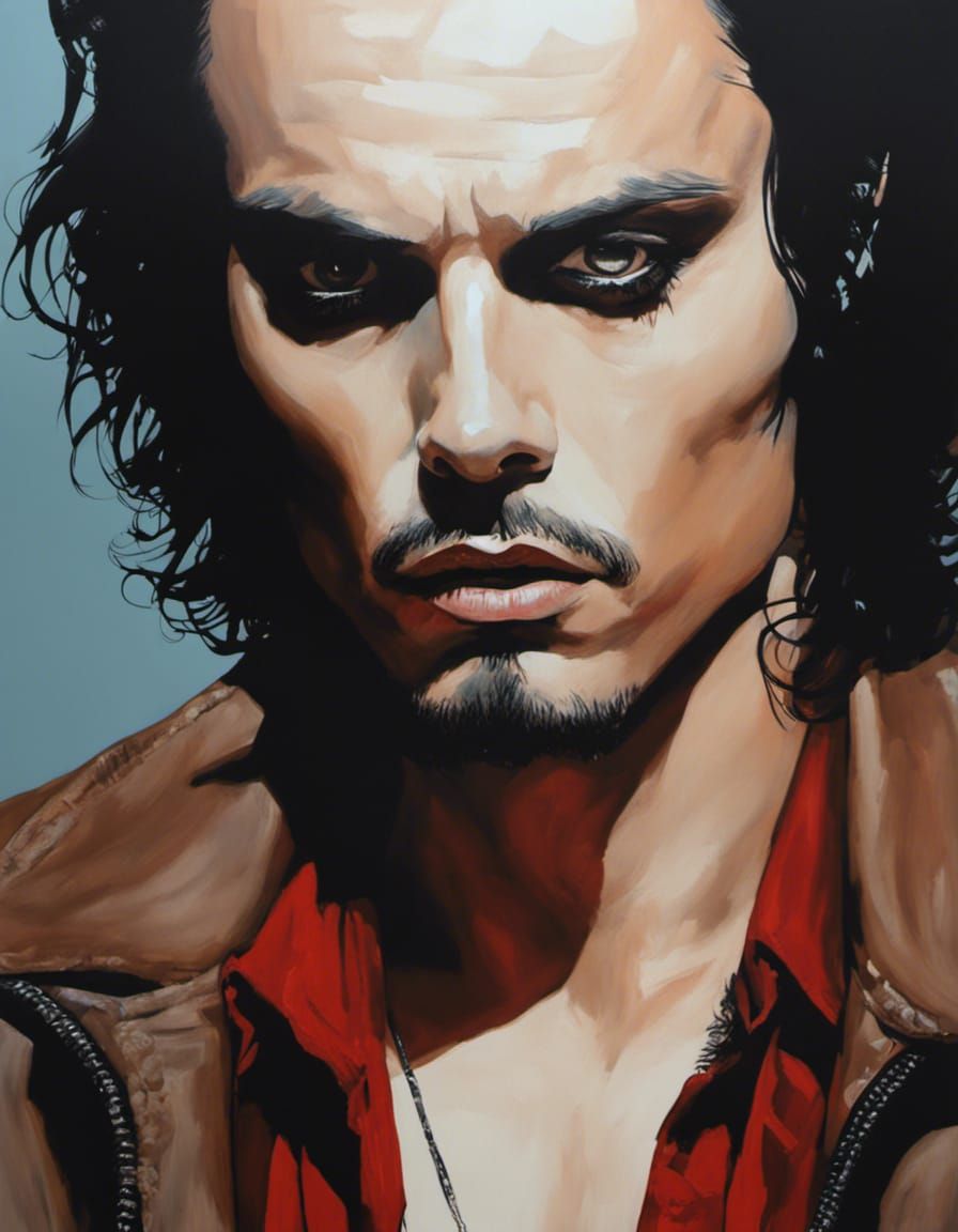 Gothic Acrylic Portrait of a Melancholic Man