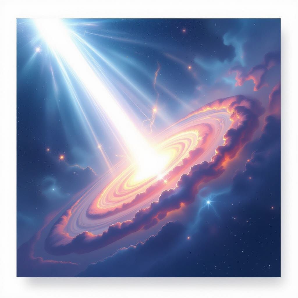 Cosmic Light Transforms into Matter in Concept Art Style