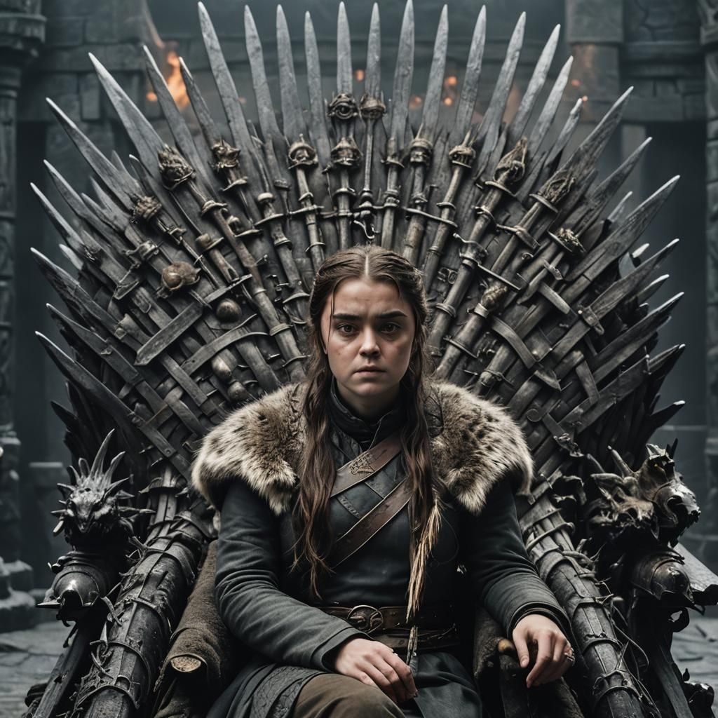 Arya Stark and Shireen Baratheon on the Iron Throne