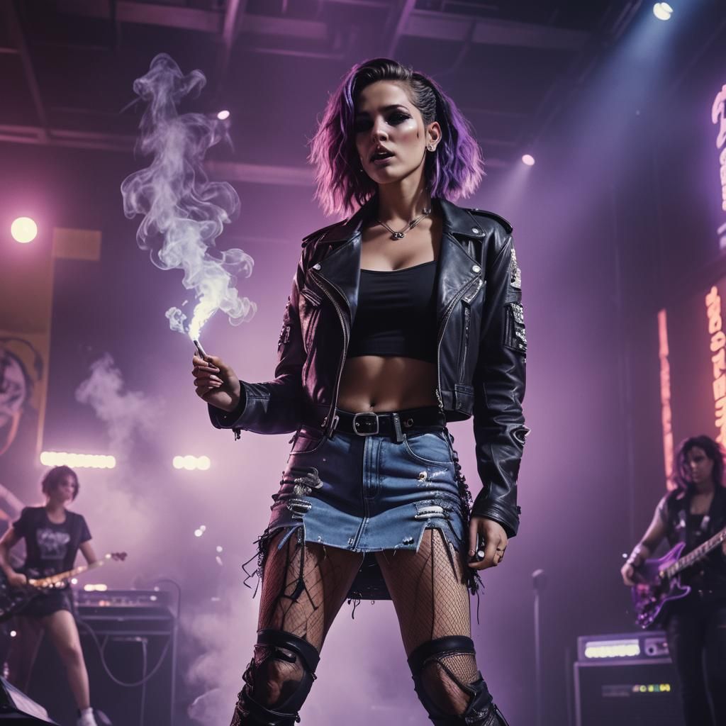 Cyberpunk Rock Singer in Concert: 3D Render