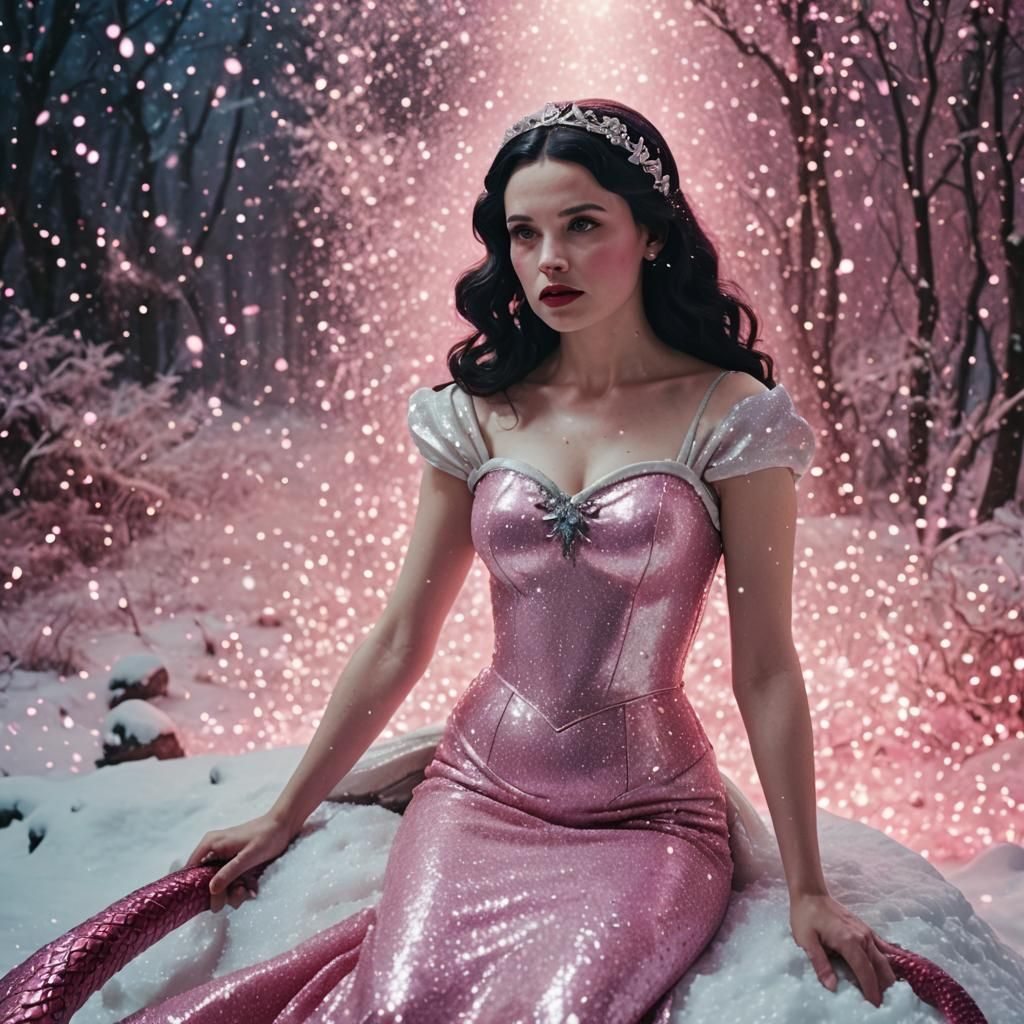 Snow White Space Mermaid with Pink Sparkles
