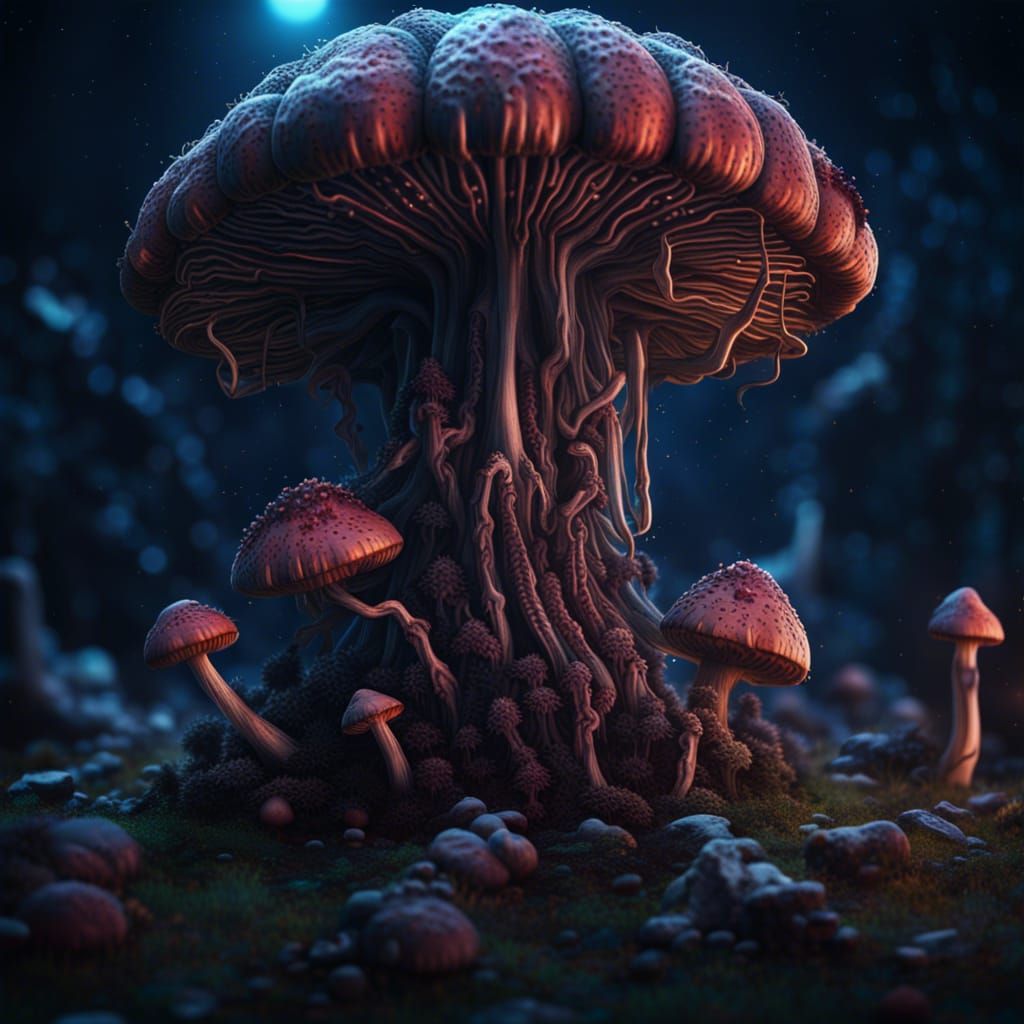 Cosmic Horror Mushroom in Detailed Digital Art