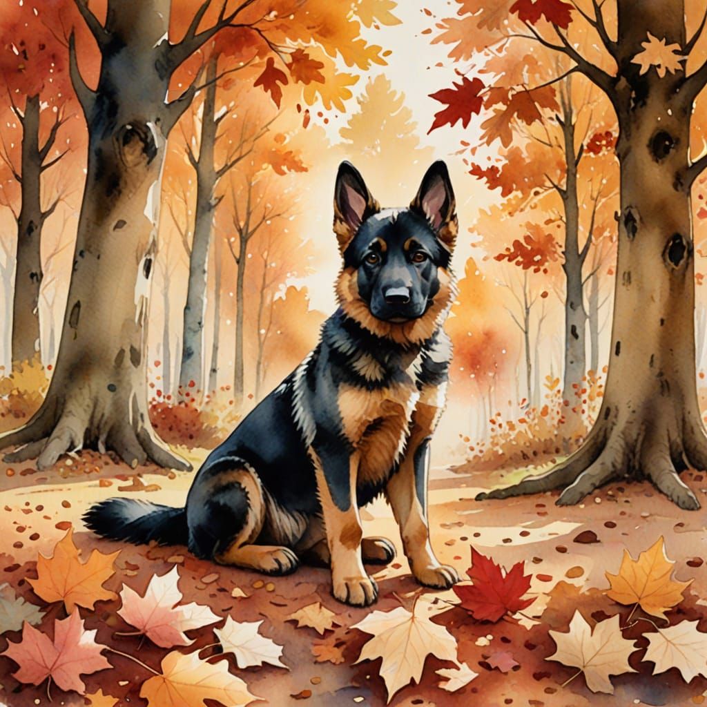 mischievous sable German Shepherd puppies playfully batting ...