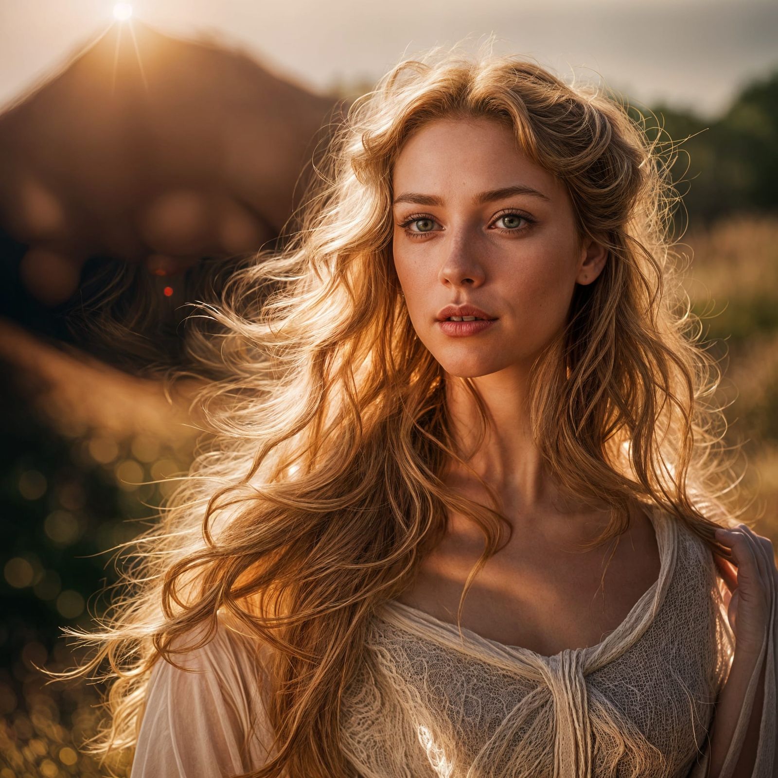 Sensuous Woman with Reddish-Blonde Hair