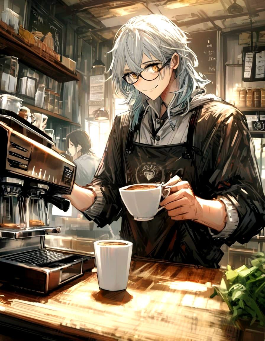 Barista Master Makes Espresso in Cozy Coffee Shop