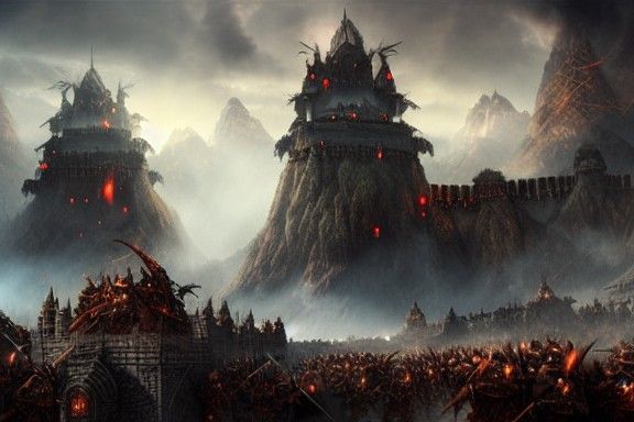 Orc Army Attacks Fortress: Epic Digital Matte Painting