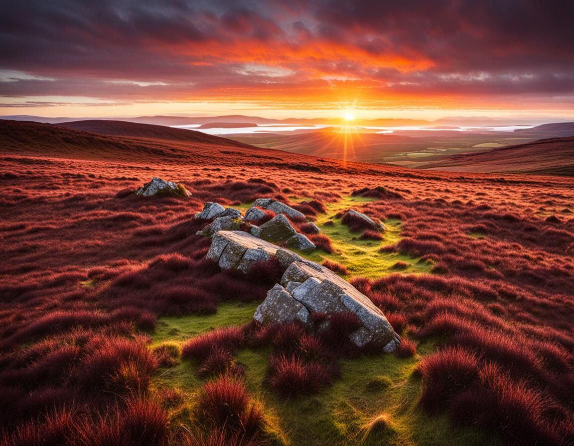 Scottish Moor Sunrise Landscape