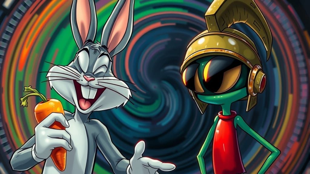 Bugs Bunny Laughs at Marvin in Alcohol Ink