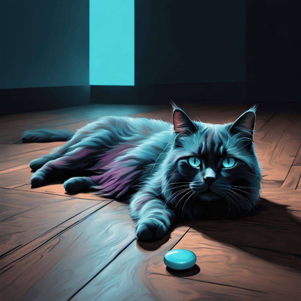 Surrealist Charcoal Drawing with Aquamarine Glow, Hyper-Deta...