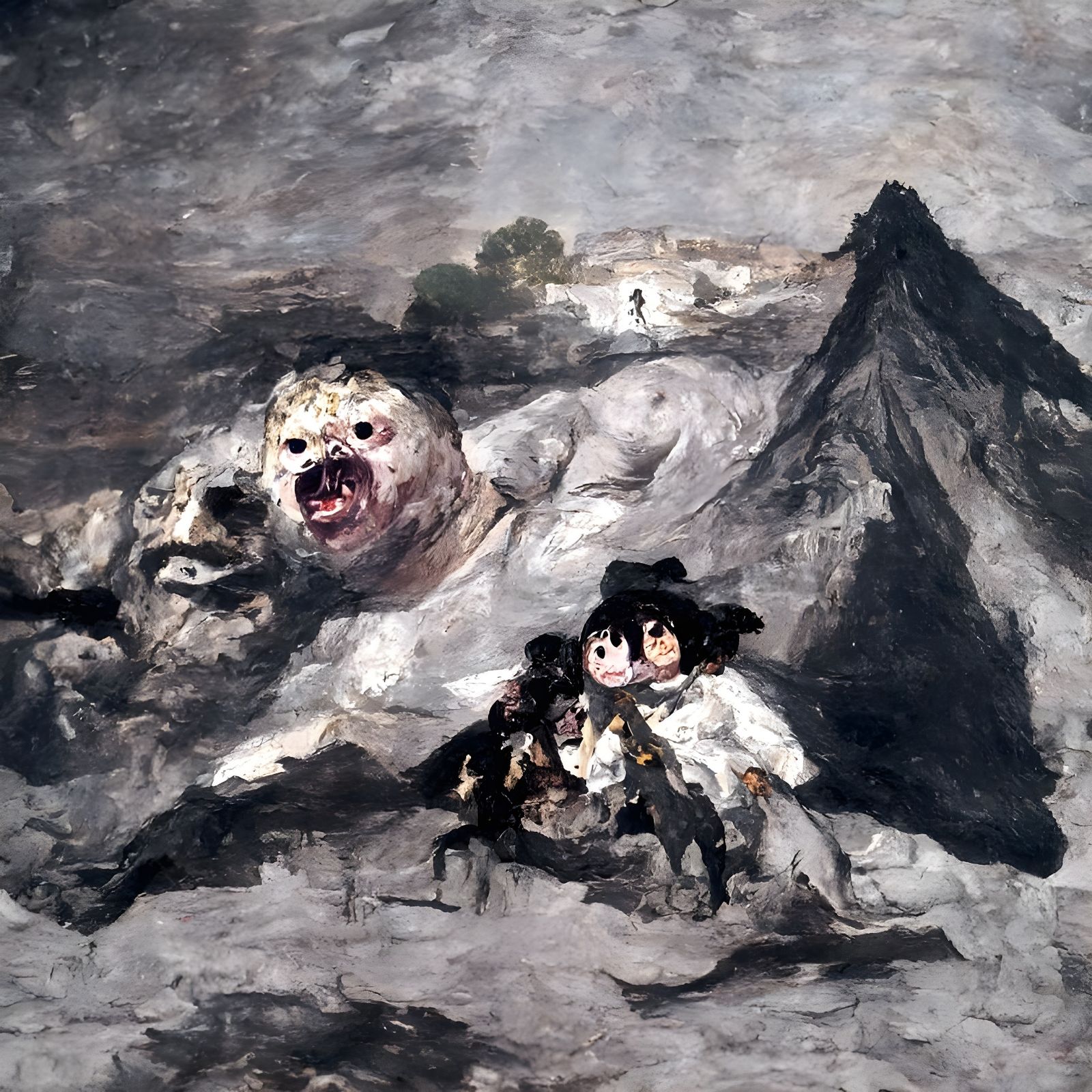 Epic Horrific Landscape Painting in Dark Romanticism Style