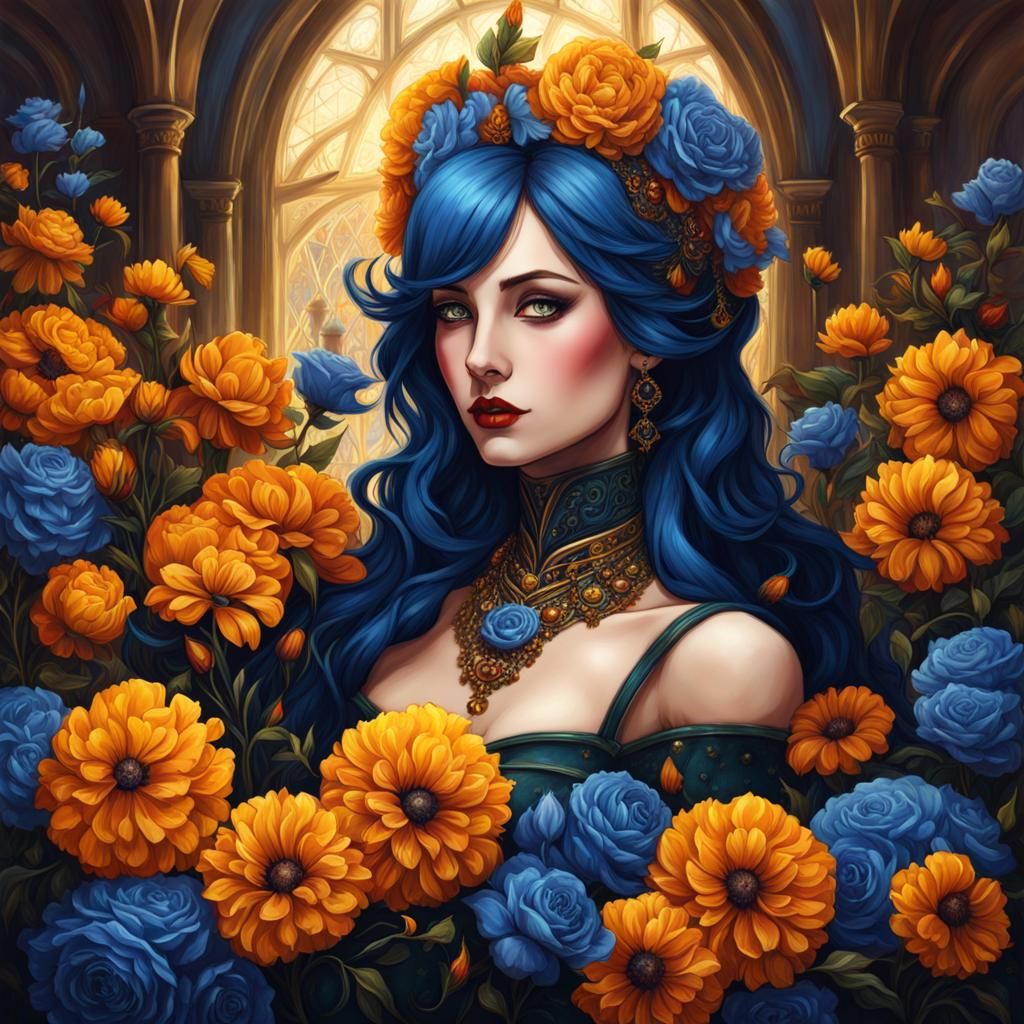 Crowded Cafe: Gothic Floral Character Portrait