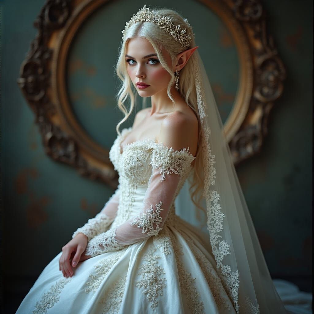 Elegant Elf Bride Portrait in Cinematic Style