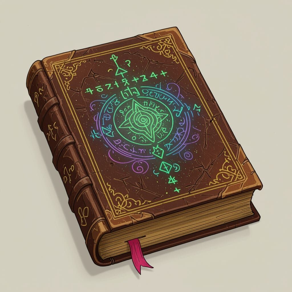 Mystical Ancient Book with Neon Accents