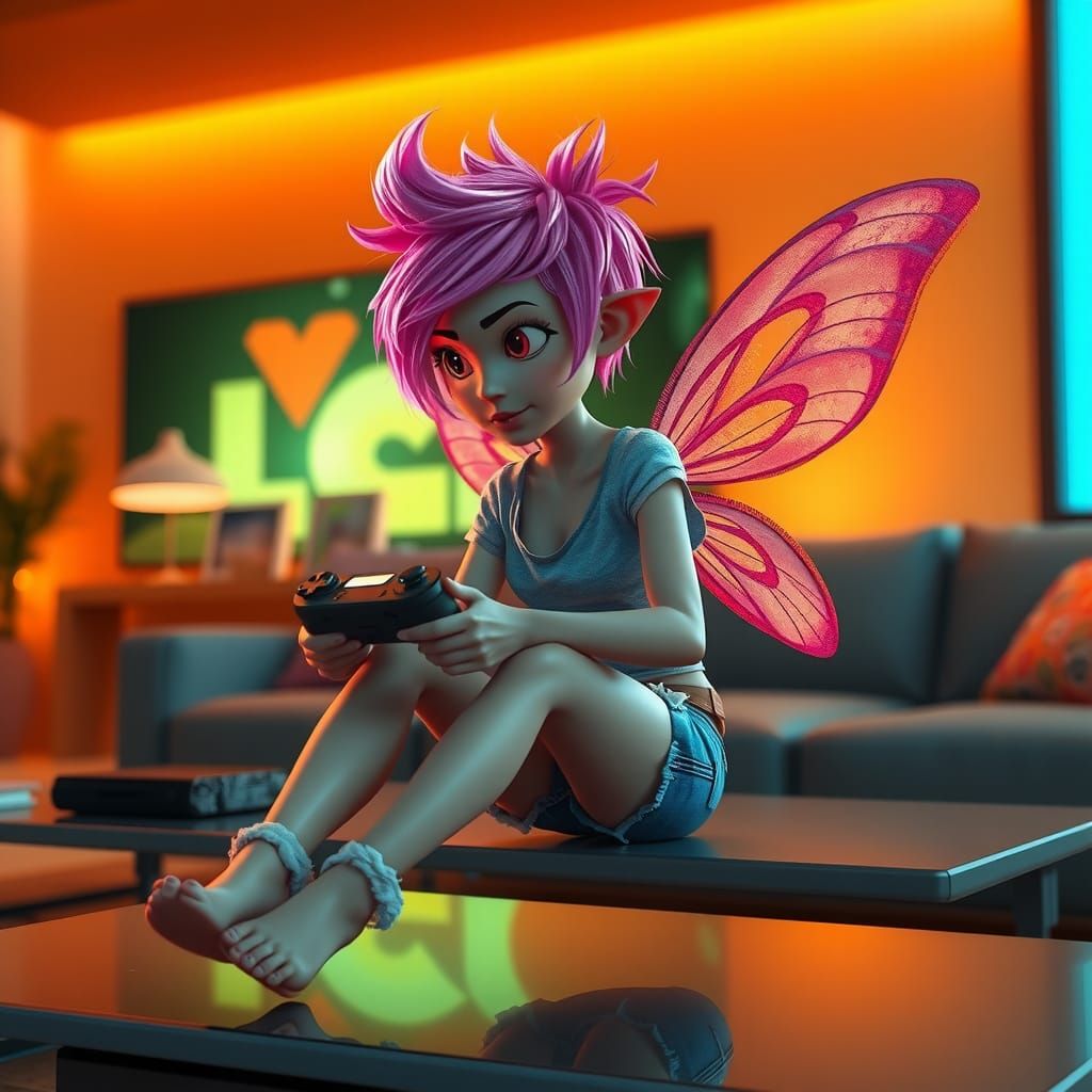 Pixar-Inspired Fairy Girl Plays Video Game in 4K
