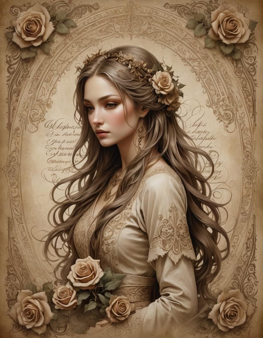 Ornate Calligraphy on Ancient Parchment in Gothic Style