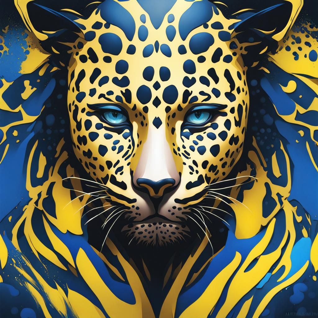 Abstract Leopard Portrait in Hyperdetailed Digital Art