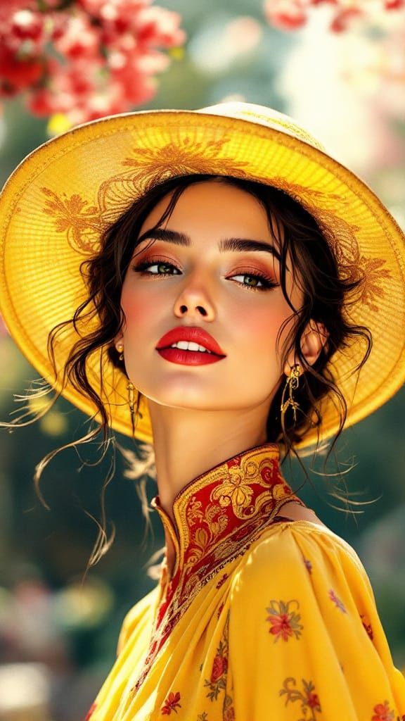 Elegant Woman in Art Nouveau Hamburger Hat