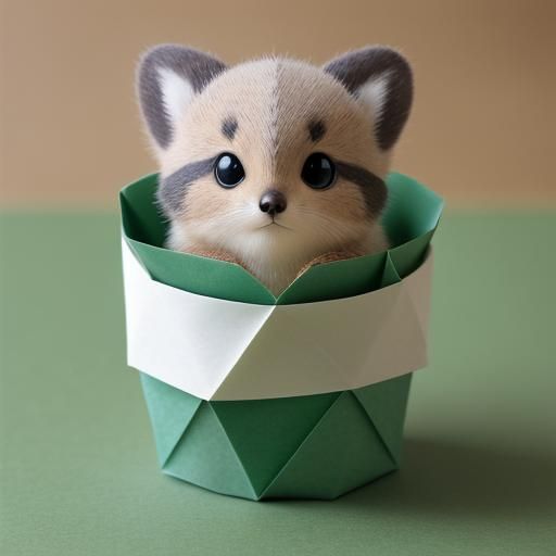 Cute Baby Pine Marten Origami Paper Sculpture