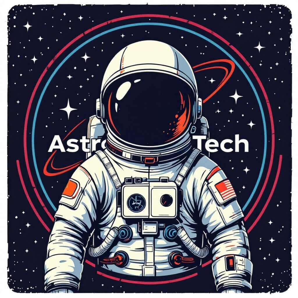 Astronaut in Circle Logo with Constellation and Text