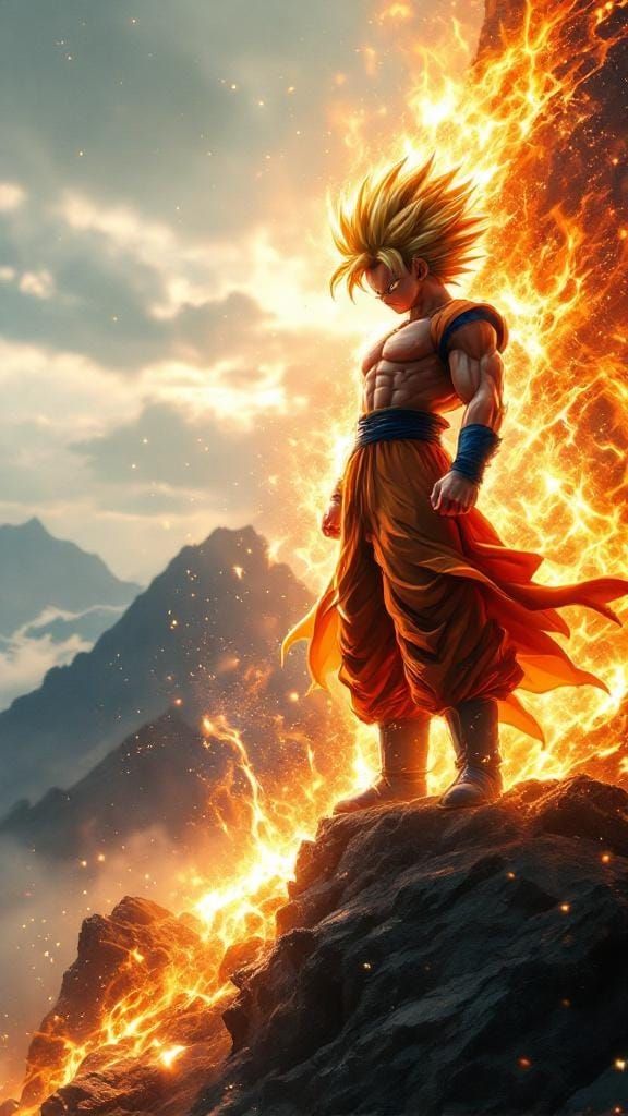 Super Saiyan on Rocky Peak in Ultra HD 8K