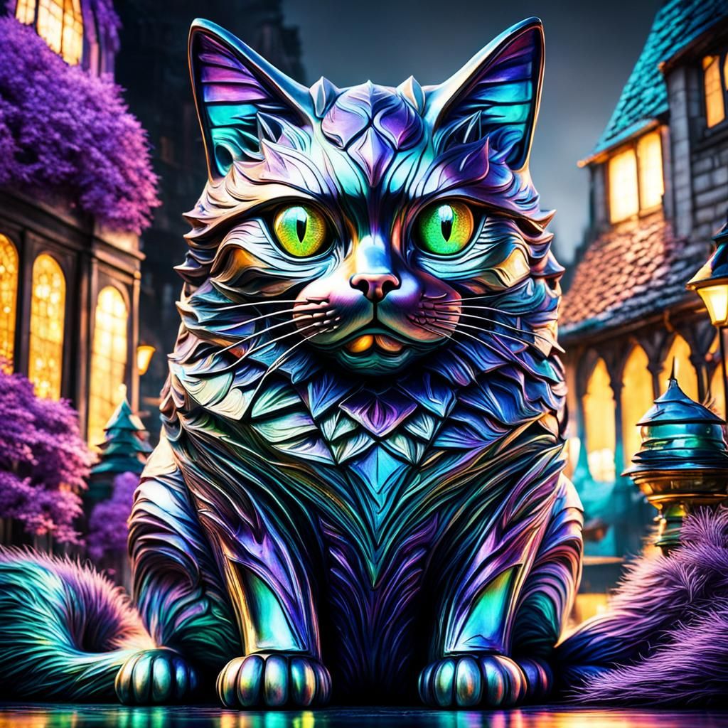 Hyperrealistic Iridescent Cat Lost in Germany