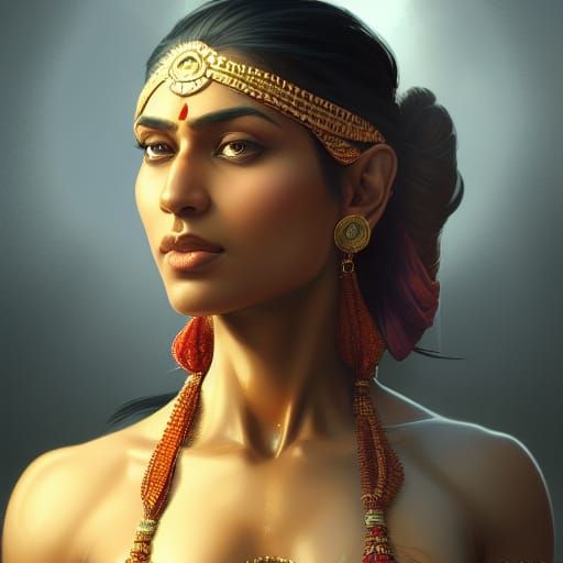 Detailed Portrait of Muscular Indian Women